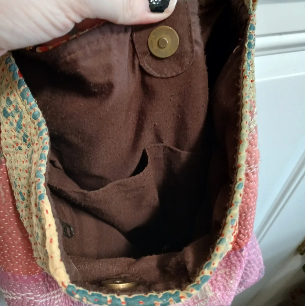 *repaired*** World Market large shoulder bag purse with long strap And Repair